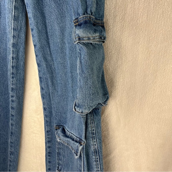 PacSun Jeans Womens Size 25 90's Baggy Wide Leg Cargo Multi-Pocket Mid Waist - Picture 5 of 10